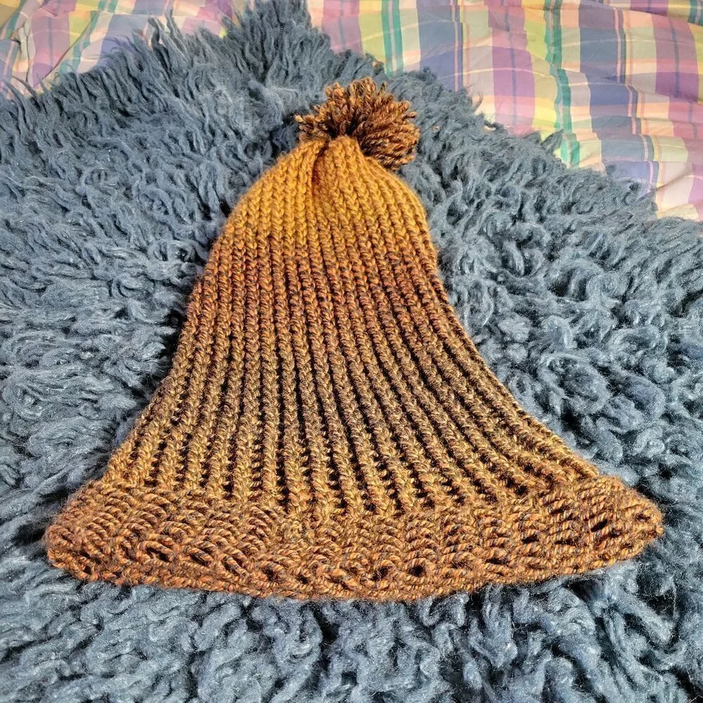 New Handmade Beanie Hang Hat / Gnome Style Knit Onesize Fits Most